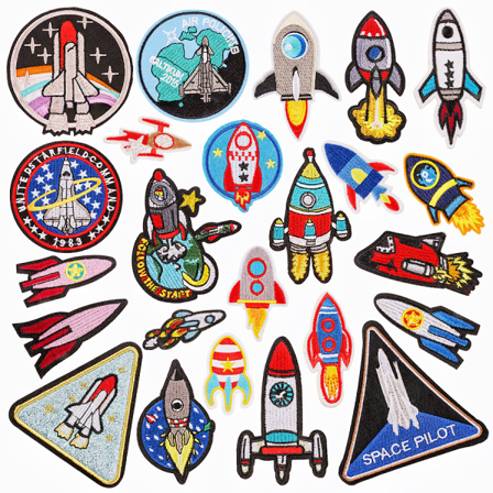/#/24 stk. broderi stryge-på patch planetarisk broderi patch applikationer sy-på patches stryge-på transfers dekaler til t-shirt jeans tøj tasker 