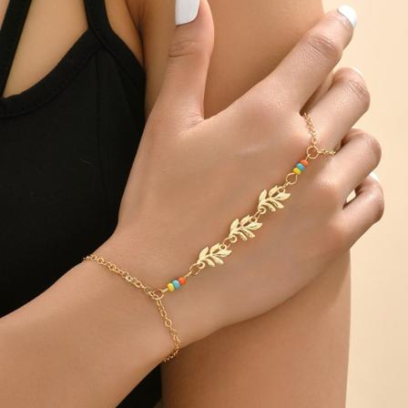 Boho Finger Bracelet Chain Beaded Simple Jewelry för kvinnor och flickor