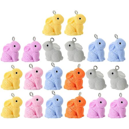 20 kappaleen pääsiäispupun riipus hartsi eläinriipus korujen tekeminen riipus pupu riipus (2.2X2.1CM, useita värejä)