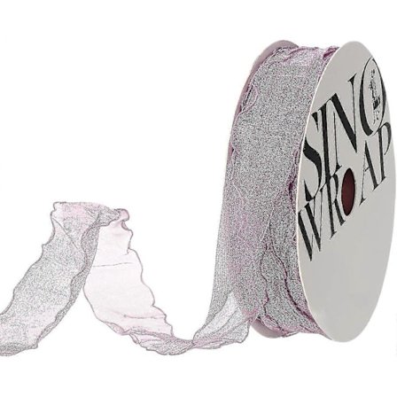 1 tomme bredt, transparent organzabånd med ståltråd, pastel shimmer chiffonbånd, lavendel lilla 20 yard lotusbladkant til gaveindpakning, buketter, 