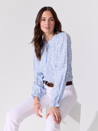 MATCH - Lea bluse - Va Vite - Str. 44 - Dame - Skjorter & Bluser - Blå - 85% viskose, 15% polyamide