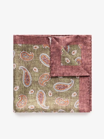 John Henric Men's Grünes Einstecktuch Paisley Size Onesize