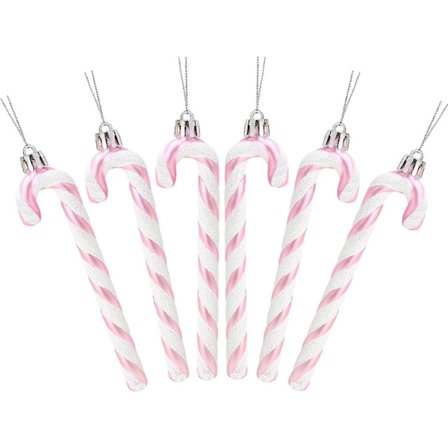 Joulukoristeet 6 KPL - 13 cm Glitteriset karkkikepit joulukuusen koristeet (vauvan vaaleanpunainen)