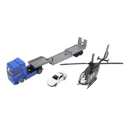 Simulerings Plast Transport Lastbil Helikopter Bil Legetøj Sæt Køretøjsmodel Gave til Drenge Børn