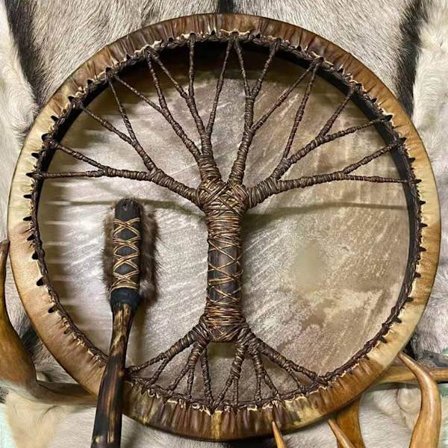 Retro tretrommer/blomsterdekorasjon personlig håndverk dekorasjon vintage rund skrivebordsdekor for hjem The Tree Of Life Drum