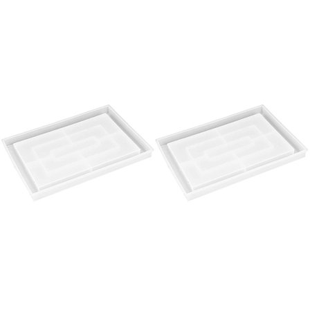 2X Harpiksform Silikon, Epoxy Stor Rektangulær Rullebakkeform, Harpiks Serveringsbræt mol