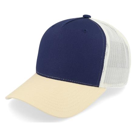 Equip - Bleu trucker Casquette - Navy/Ivory/Golden Stone A-frame Trucker @ Hatstore