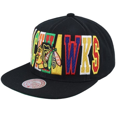 Mitchell & Ness - Negro snapback Gorra - "Chicago Blackhawks Varsity Bust Black Snapback " @ Hatstore