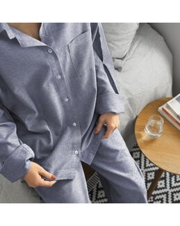 Pyjamas Elvira blå/hvit L Blå - Recycled by Wille