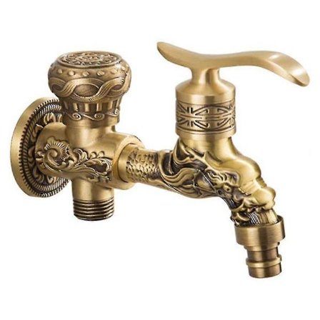 Dubbel Dräneringskran Trädgårdskran Antik Stil Dubbel Kuldräneringskran Trädgårdsspakskran Tvätt