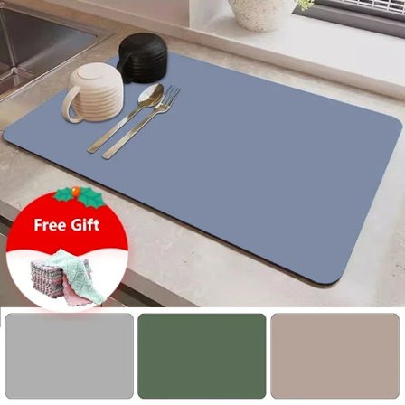 Diatomite Dish Drainer Mat Soild Drain Pad Kitchen Drying Rug Absorbent Kitchen Rugs Sink Mats Dinnerware Placemat Coffee Mat