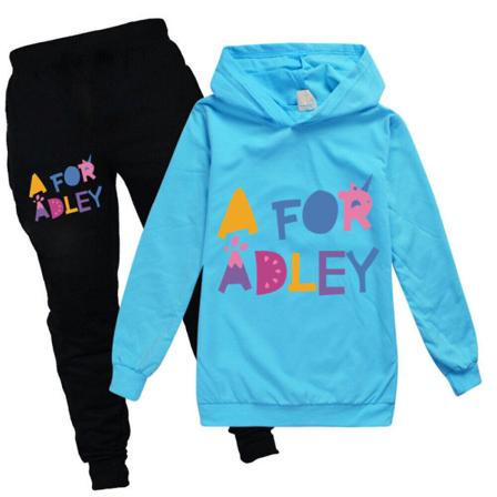 Kids A för Adley Print Träningsoverall Sets Pojkar Flickor Sweatshirt -a wathet blue 130/6-7 years