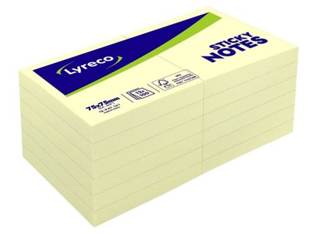 Lyreco Notes std 75x75mm gul 12/fp - Lyreco - Kontorsmaterial - Notes och Post-It - Notes - Gula