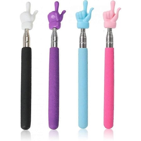 4 kpl Teleskooppinen Opettajan Osoitin, Mini Käsi Osoittimet Sormiosoitin Kouluun Päiväkotiopettajalle XY[