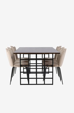 Venture Home - Spisegruppe Ystad med 6 stk. stole Limhamn - Brun - Spisebordssæt 6 personer - Fra Homeroom