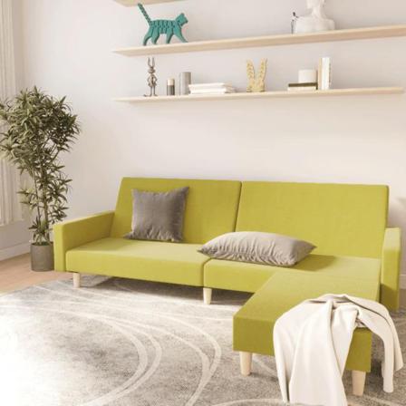Vidaxl Bäddsoffa 2-sits Med Fotpall Grön Tyg Grön