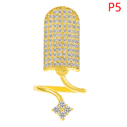 1st Koppar Inlagd Zirkon Nagelring Guldpläterad Manikyr Ring De