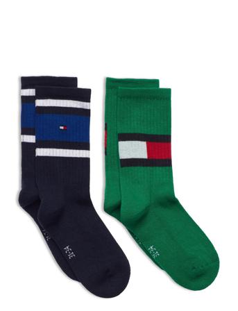 Th Kids Flag 2P Socks & Tights Socks Grön Tommy Hilfiger