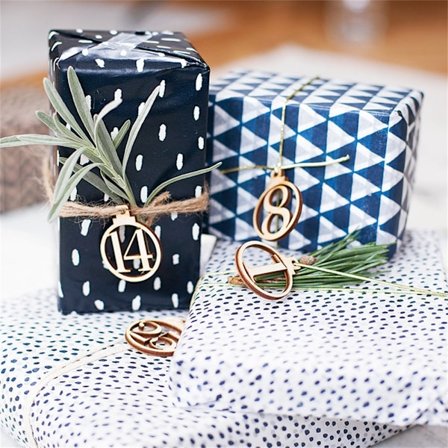 25 st julkalender-taggar 1-25 Träjulkalender-gåvotaggar Hemfest Julkalender