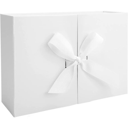 Luksuriøs gaveæske med bånd med låg 26,5x19x8cm Hvid