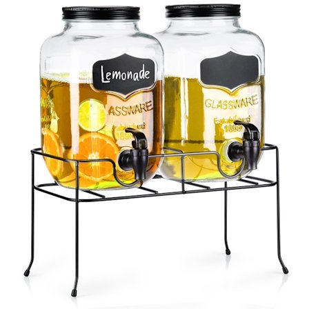 Dryckesburk med kran och ställ, svart, 2x4 l, 3 st.