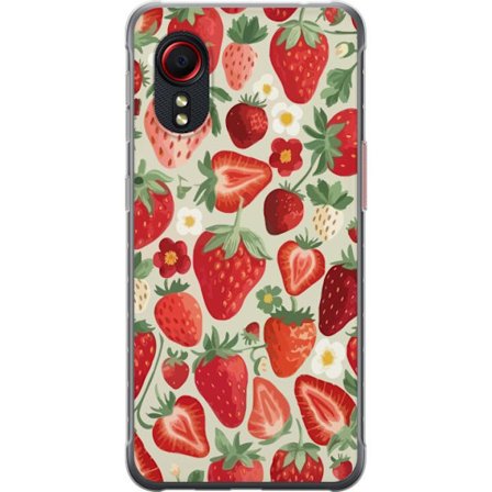 Kompatibel Mobilcover til Samsung Galaxy Xcover 5 Dekorativt mønster med røde jordbær, grønne blade og små blomster