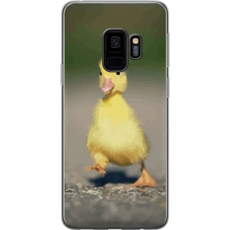 Kompatibelt Mobildeksel til Samsung Galaxy S9 Søt gul andunge som går på naturinspirert bakgrunn med myk farge tone, sjarmende uttrykk og søt vår føle