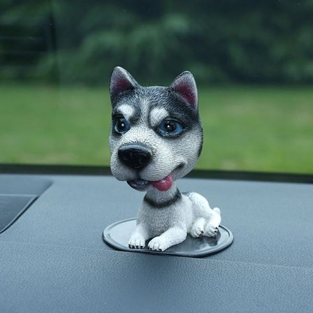 Bobblehead Husky Hund til Bil Dashbord Mini Bobbling Hodeleke Figur