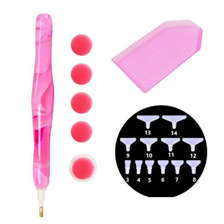 Nytt DIY dot borrpenna diamantmålningssats, rosa väska
