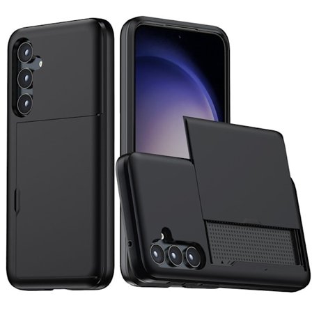 Kompatibel med Samsung Samsung s23FE Slider Cover, 2-i-1 Wallet Cover (Sort)