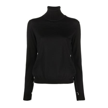 Maison Margiela, Turtleneck White Stitch Details Black Zwart, Dames, Maat:XS