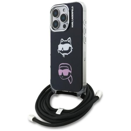 Karl Lagerfeld IML Crossbody Karl&Choupette Head Case for iPhone 16 Pro - Musta