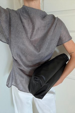 NA-KD Draperad genomskinlig topp - Ärmlösa toppar - Grå - EU 44