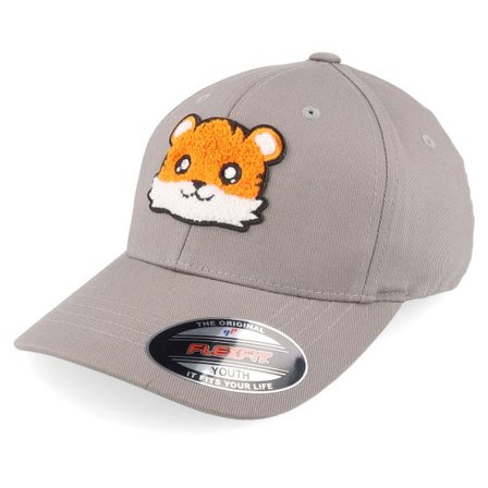 Kiddo Cap - Grå flexfit Keps - Kids Cute Tiger Chenille Grey Flexfit @ Hatstore