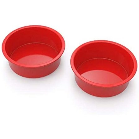 Rød rund silikonkakeform 6 tommer diameter, 2 stk rød lagkake