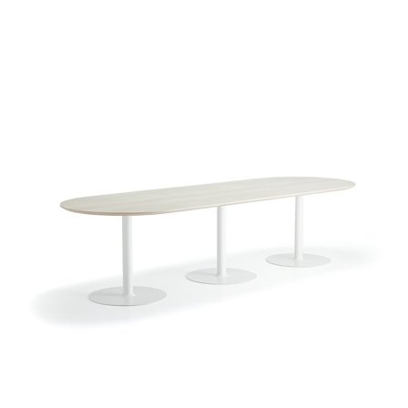 Table METRIC, oval, 3000x1000x720 mm, white/ash