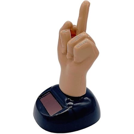 Sormi aurinkovoimalla toimiva heiluttava auton koriste Kojelaudan koriste Aurinko heiluttava keskisormi koriste Mini pilailulelu