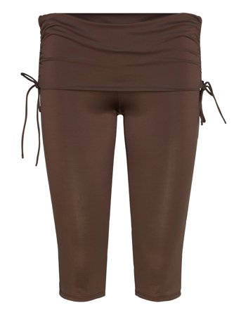 Monki Ruched Low Rise Capri Leggings - Brown - XXL