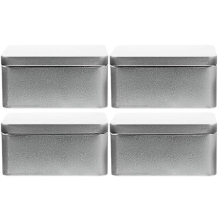 4 stk. Metallbokser Oppbevaringsbokser med Lokk Hjemmeorganisator Små Bokser