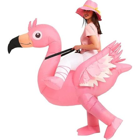 Oppustelig Flamingo Kostume - Ridende Flamingo Oppustelig Sjov Udklædning Kostume Festkostume
