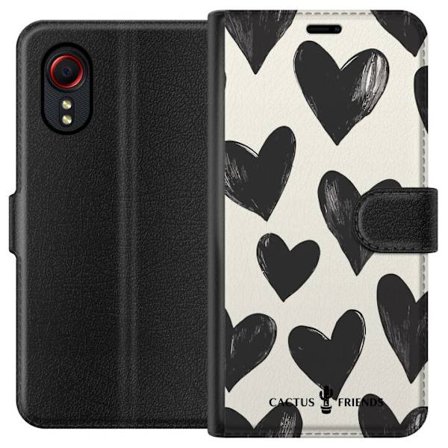 Yhteensopiva Lompakkokotelo Samsung Samsung Galaxy Xcover 5 Cactus and Friends - Bold Black Love Pattern
