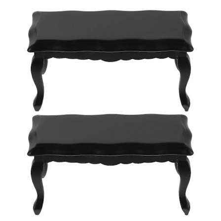 2 stk. Miniature Kaffebord - 1:12 Skala Dukkehus Sidebord - Miniature Tebord - Træmøbler Tilbehør til Stueindretning[D]