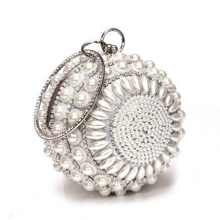 Ball Shape Clutch Purse Party Handbag Rhinestone Ring Handle Evening B