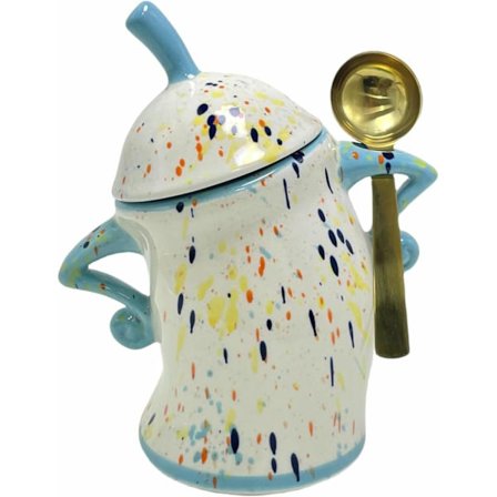 Burk med attityd, stora godisburkar med lock, burk med attityd, keramikset, kaxig för godis, kakor, te, inkluderar metallskopa, roligt kök