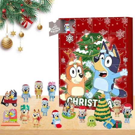 Blueyed Toys Kawaii Anime Figur Jul Gåva Låda Bingos Hund Familj Spel Nedräkning Kalender Låda