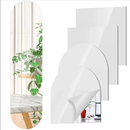 Fuld længde spejl - vægmonteret - 30 x 30 cm x 4 buede spejle