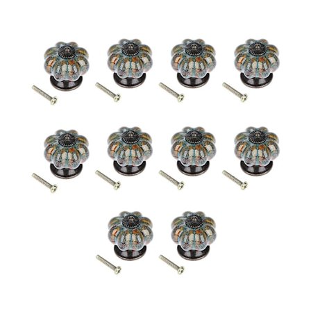 Keramisk Dörrknopp Antik Pumpa för Skåp Garderob Byrå Lådor Kök Möbelhandtag Drag (10 st, Blå)