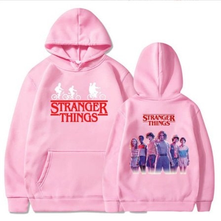 Stranger Things huppari, Lasten syys- ja talvihuppari, Vaaleanpunainen, Koko 140 vaaleanpunainen 140