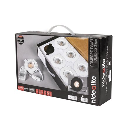 Hide-a-Lite Comfort Twist Downlight Pakke med 6 stk., sort, Belysning
