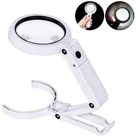 Forstørrelseslampe med LED-belysning - Forstørrelsesglass: 5x/11x - 8 LED-er - 75 mm diameter linse